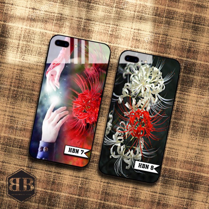 Ốp lưng kính cường lực iphone 7 plus / iphone 8 plus hình hoa bỉ ngạn