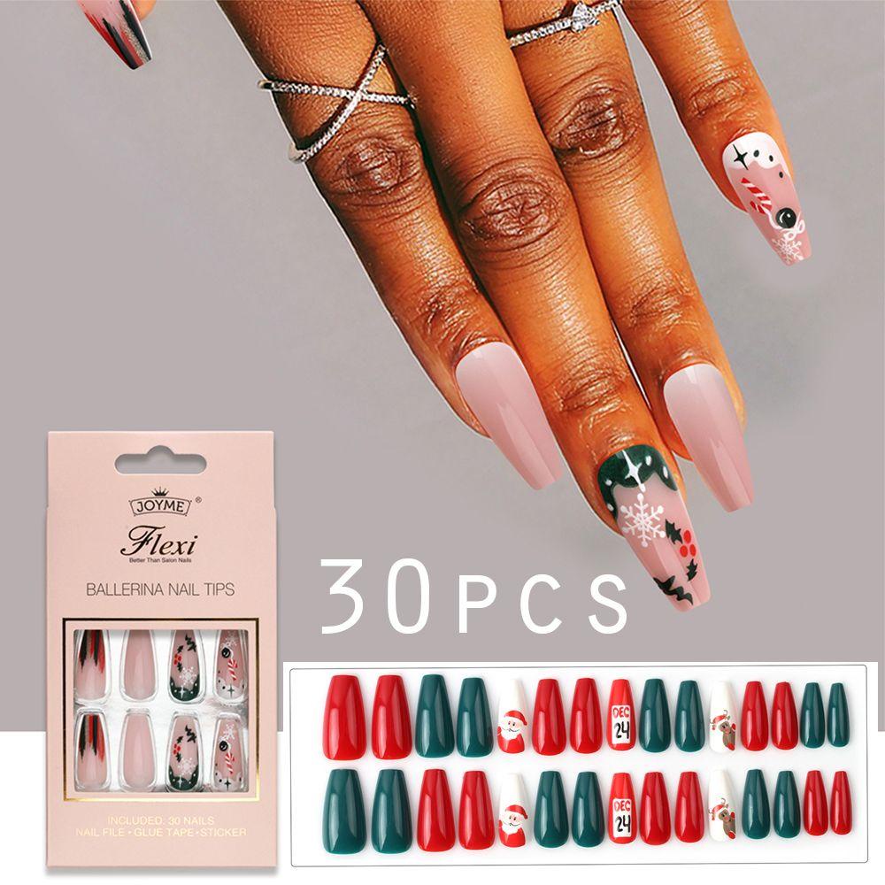 MELODG Bộ 30 Móng Tay Giả Che Phủ Toàn Diện Kèm 30 Móng Tay Giả