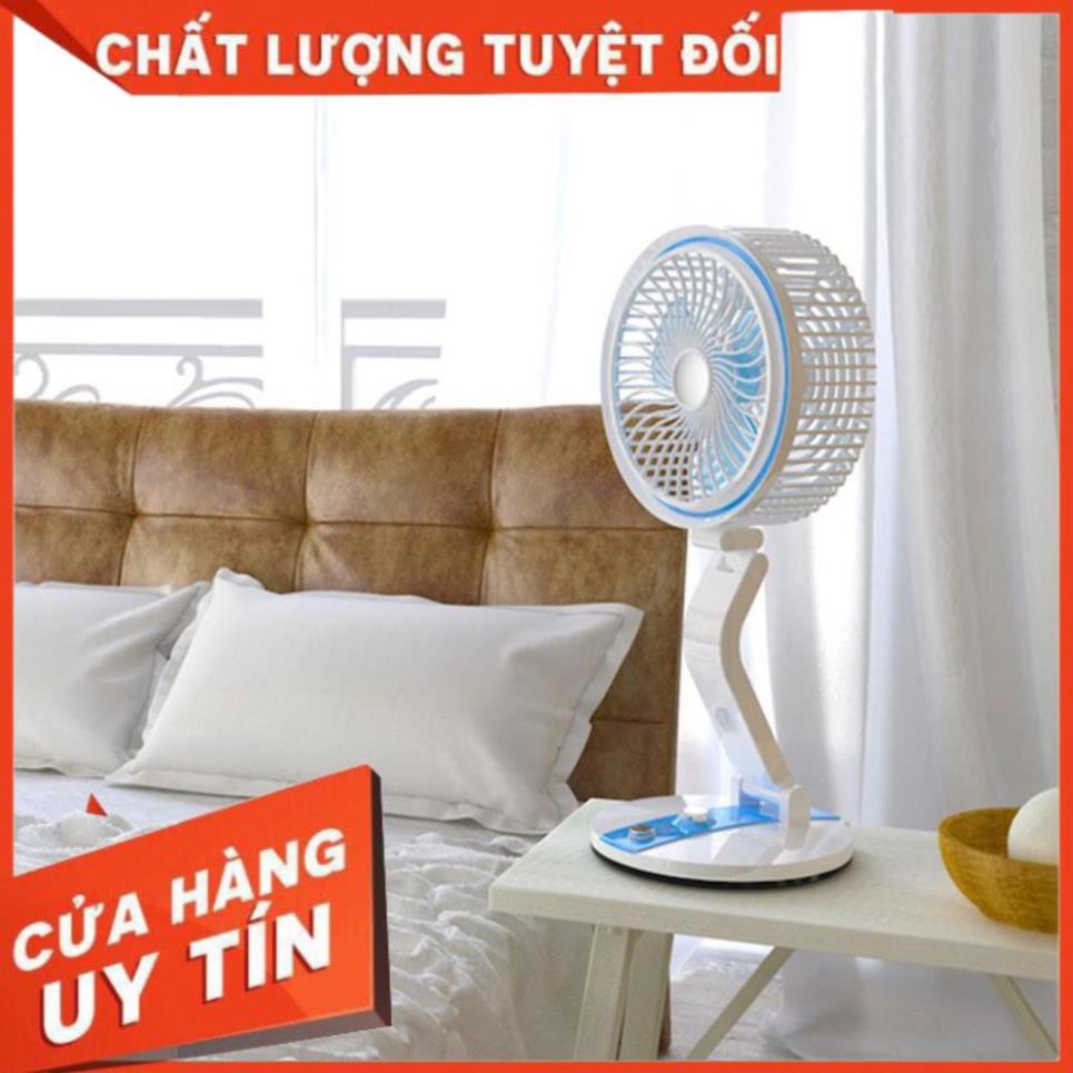 Quạt điện mini, Quạt tích điện gấp gọn có đèn FOLDING FAN LR-2018 Đa năng, tiện dụng - Màu xanh da trời