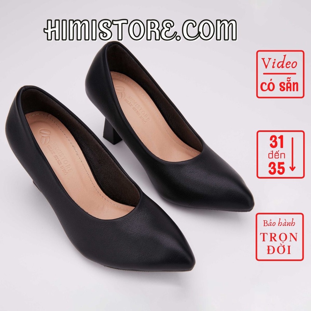 [CÓ SẴN] Giày Size Nhỏ Nữ 31 32 33 34 35 Cao Gót Cơ Bản Màu Đen Thương Hiệu Himistore SM005