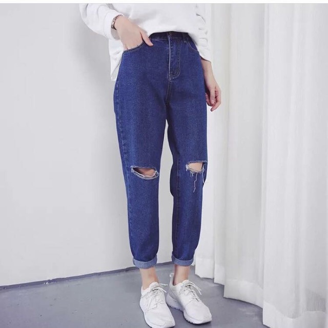 [CÓ SIZE ĐẠI] Quần Jean Baggy Boyfriend rách gối. hình chụp thật 100% kèm feedback | BigBuy360 - bigbuy360.vn