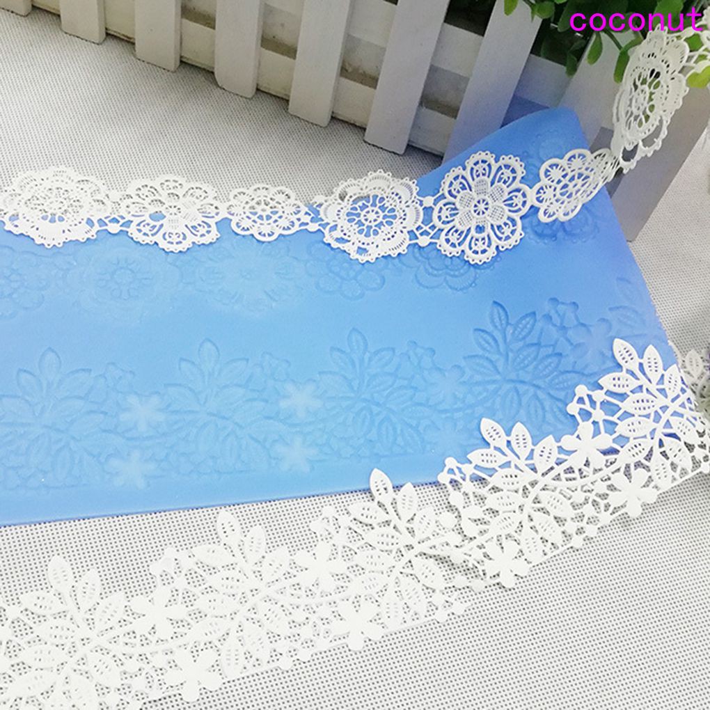 Khuôn silicon họa tiết ren hoa làm kẹo đường trang trí bánh kem tiện dụng