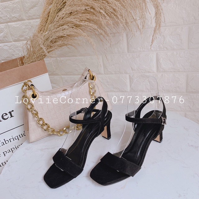 SANDAL CAO GÓT LOVIIECORNER - GIÀY SANDAL NỮ GÓT VUÔNG 5 PHÂN ĐẾ DẸP QUAI MẢNH G200714