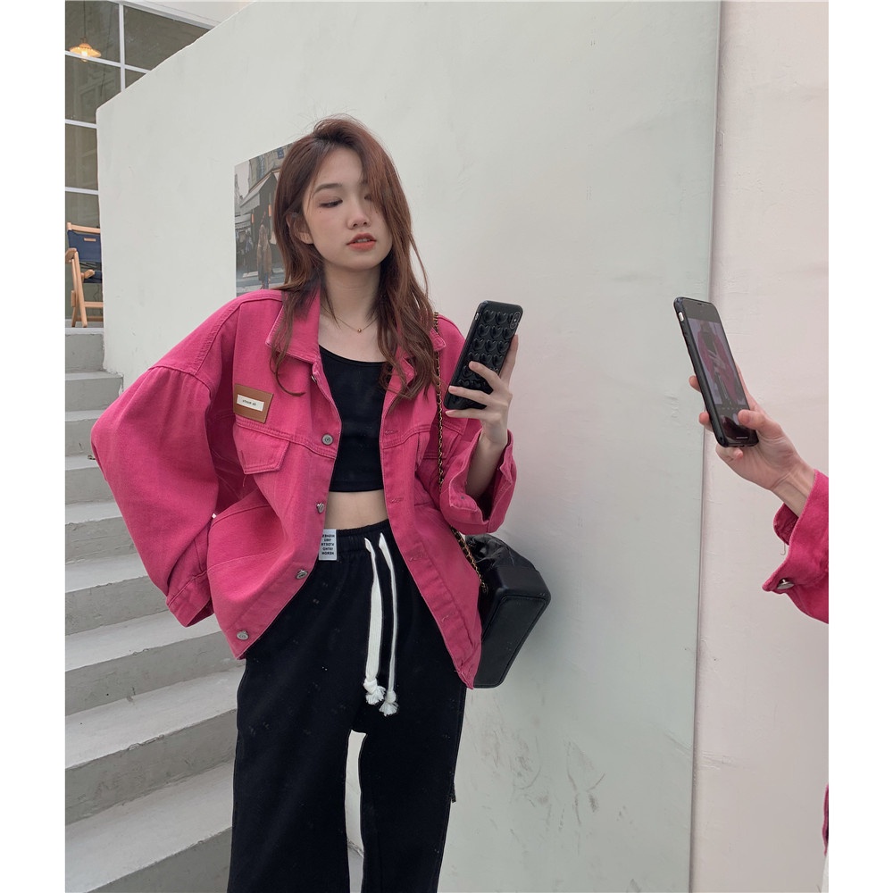 Áo Khoác denim Dáng Rộng Phong Cách retro Mỹ Thời Trang Mùa Thu Dành Cho Nữ