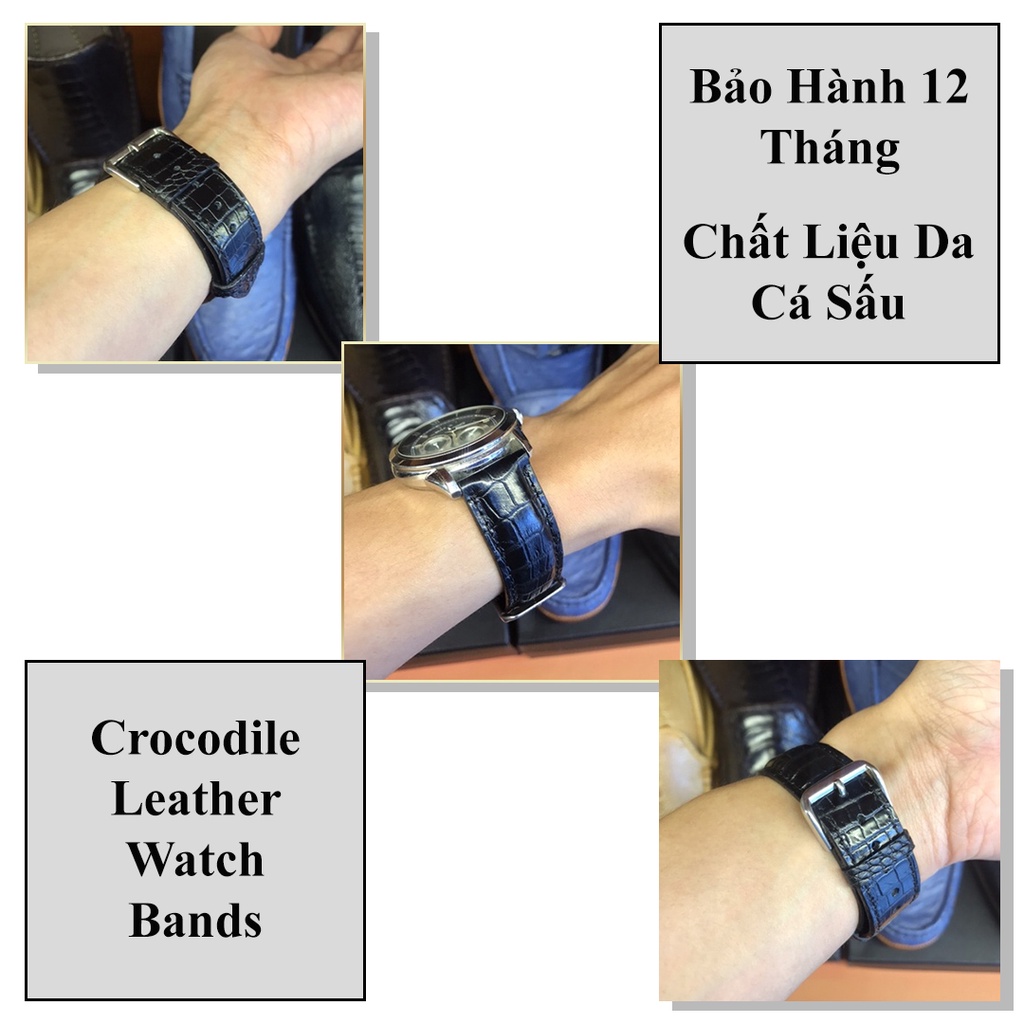Dây Đồng Hồ Da Cá Sấu Cao Cấp MrFour + Tặng Khóa + Bộ Tháo lắp | Leather Watch Bands