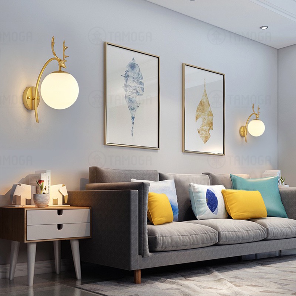 Đèn treo tường, vách, đèn treo tường sừng hươu, đầu hươu DGT 5890 - Bóng 9w ba màu