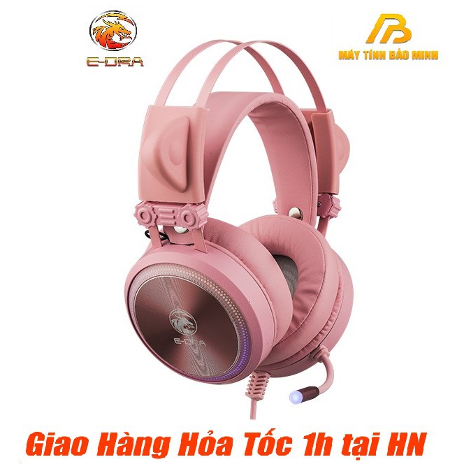 Tai nghe Gaming E-DRA EH412 PRO Pink Led RGB - Hàng Chính Hãng BH 2 Năm