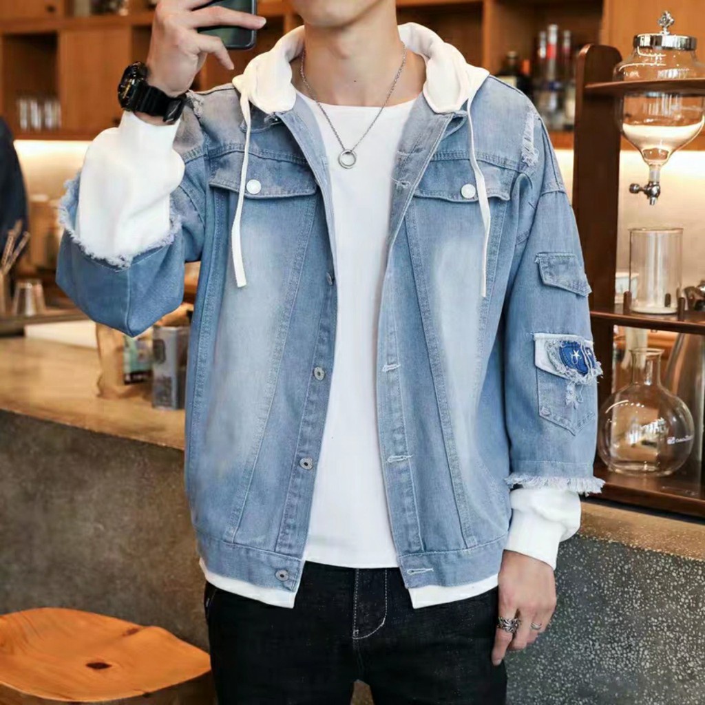 Áo Khoác Jean Nam Liền Mũ Nỉ Áo Jean Có Nón Nam Nữ Đẹp Cao Cấp Xu hướng Hot hiện nay- GUTADI