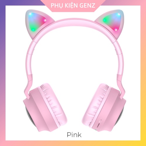 Tai Nghe Bluetooth Chụp Tai Hoco W27 Tai Mèo Có Đèn LED - Bảo Hành 1 Năm