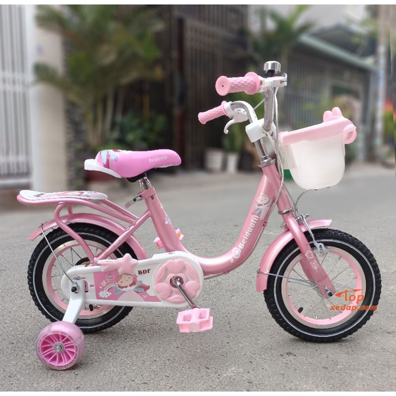 ( LẮP RÁP HOÀN CHỈNH ) xe đạp màu hồng 16inch cho bé gái từ 4 đến 6 tuổi