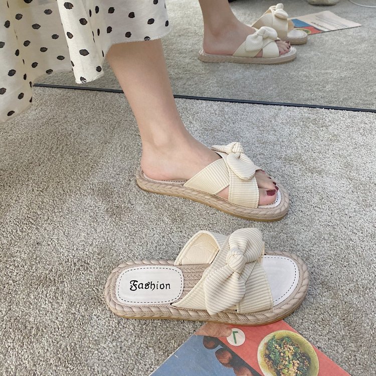 Dép Sandal Nữ Đế Bằng Trang Trí Nơ Thời Trang | BigBuy360 - bigbuy360.vn