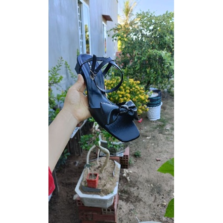 Gót bigsize sandal hậu chéo quai nơ to