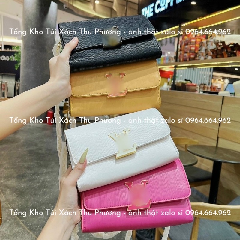 Túi đeo chéo vân gỗ đính logo, có thể làm ví cầm tay siêu sang chảnh (cam kết chuẩn ảnh)