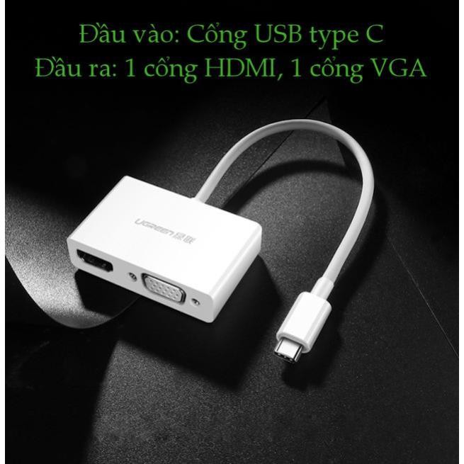 Bộ chuyển đổi USB Type C sang HDMI và VGA dài 15cm UGREEN MM123 ✔HÀNG CHÍNH HÃNG ✔