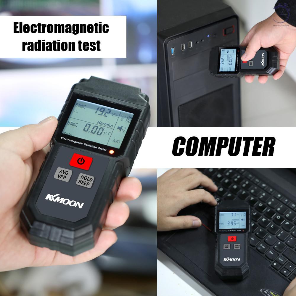 Máy đo bức xạ điện từ trường cầm tay KKmoon Máy đo bức xạ điện từ trường với báo động âm thanh và ánh sáng♠