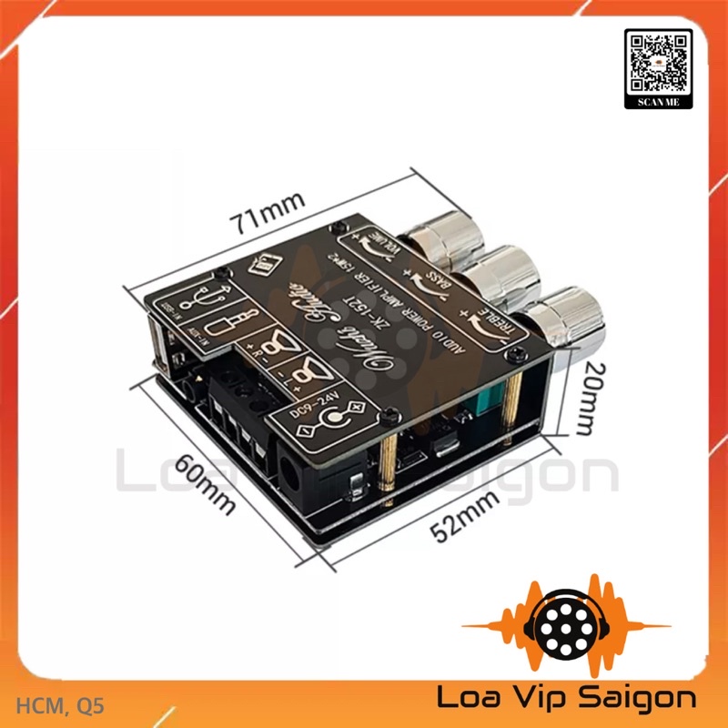 Mạch công suất WUZHI ZK-152/152T 2x15w, Có APP, Bluetooth 5.1 có thể đổi tên