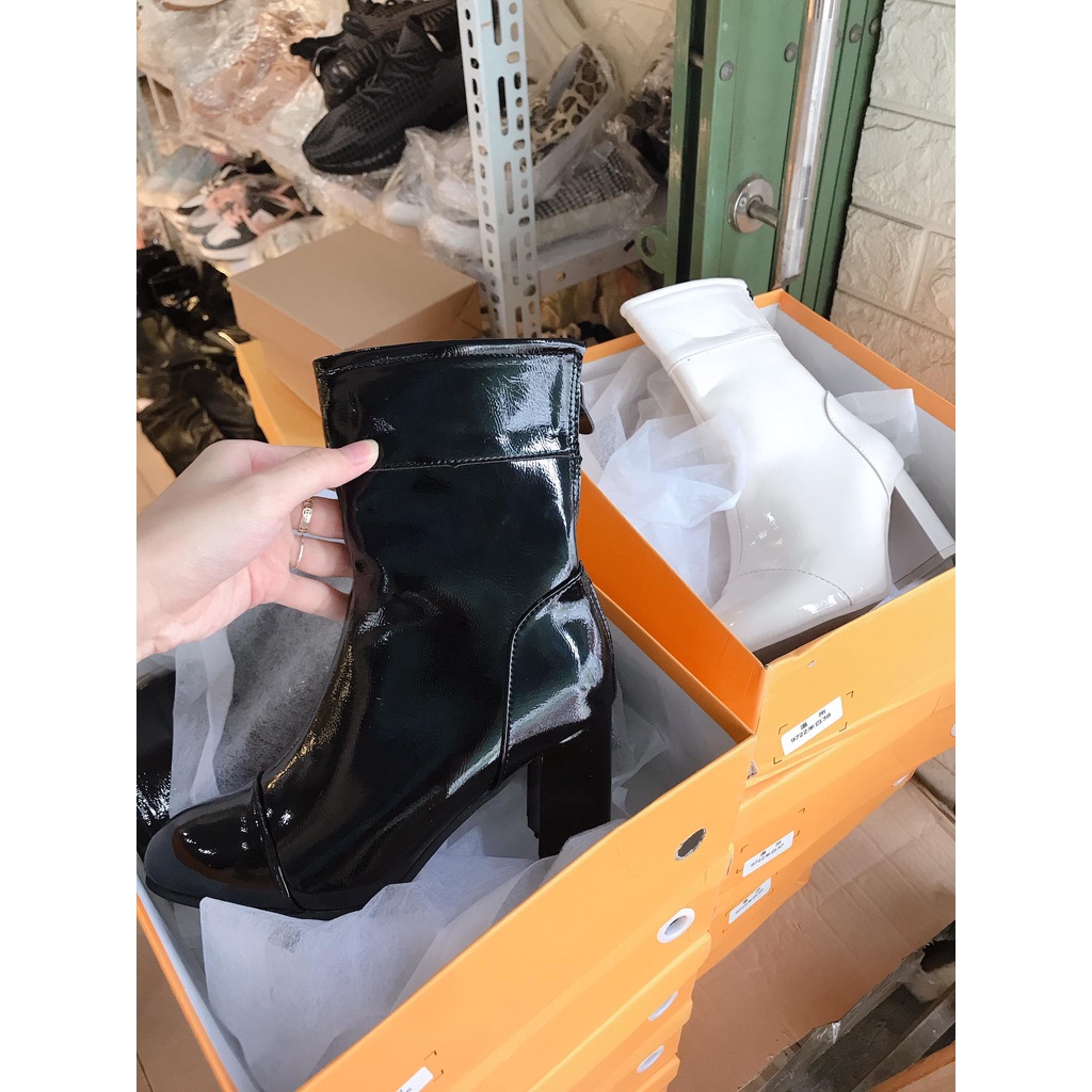 Bốt - Boots thời trang nữ da bóng cổ lửng
