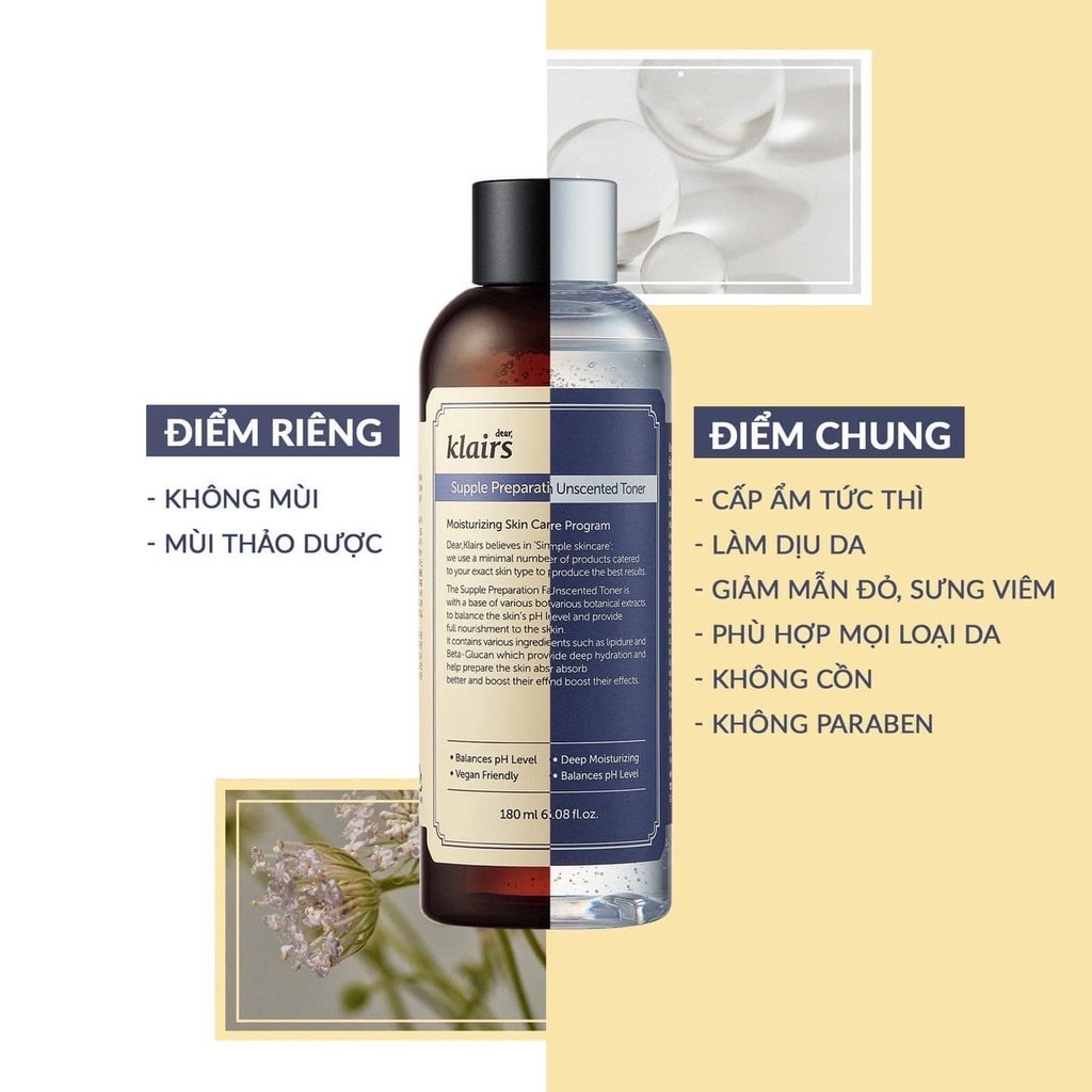 Nước Hoa Hồng Dưỡng Ẩm Giảm Viêm Dear Klairs Supple Preparation Toner 180ml