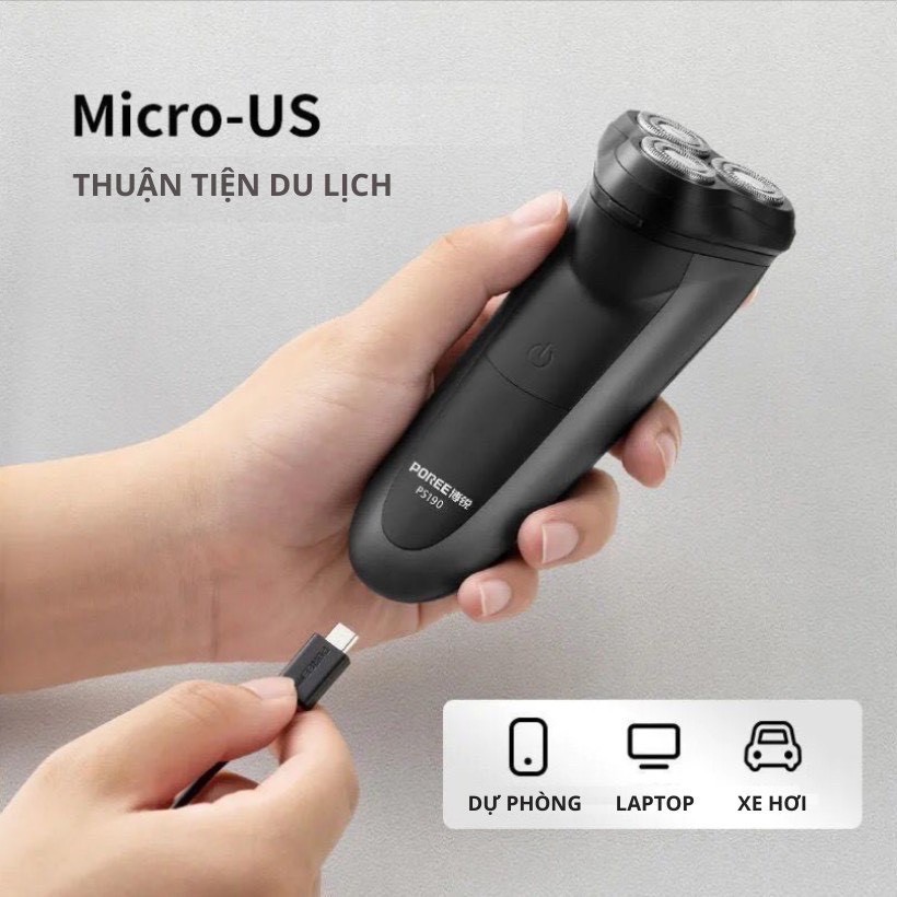 Máy cạo râu cạo siêu nhanh, chống nước cực tốt, cổng sạc Micro