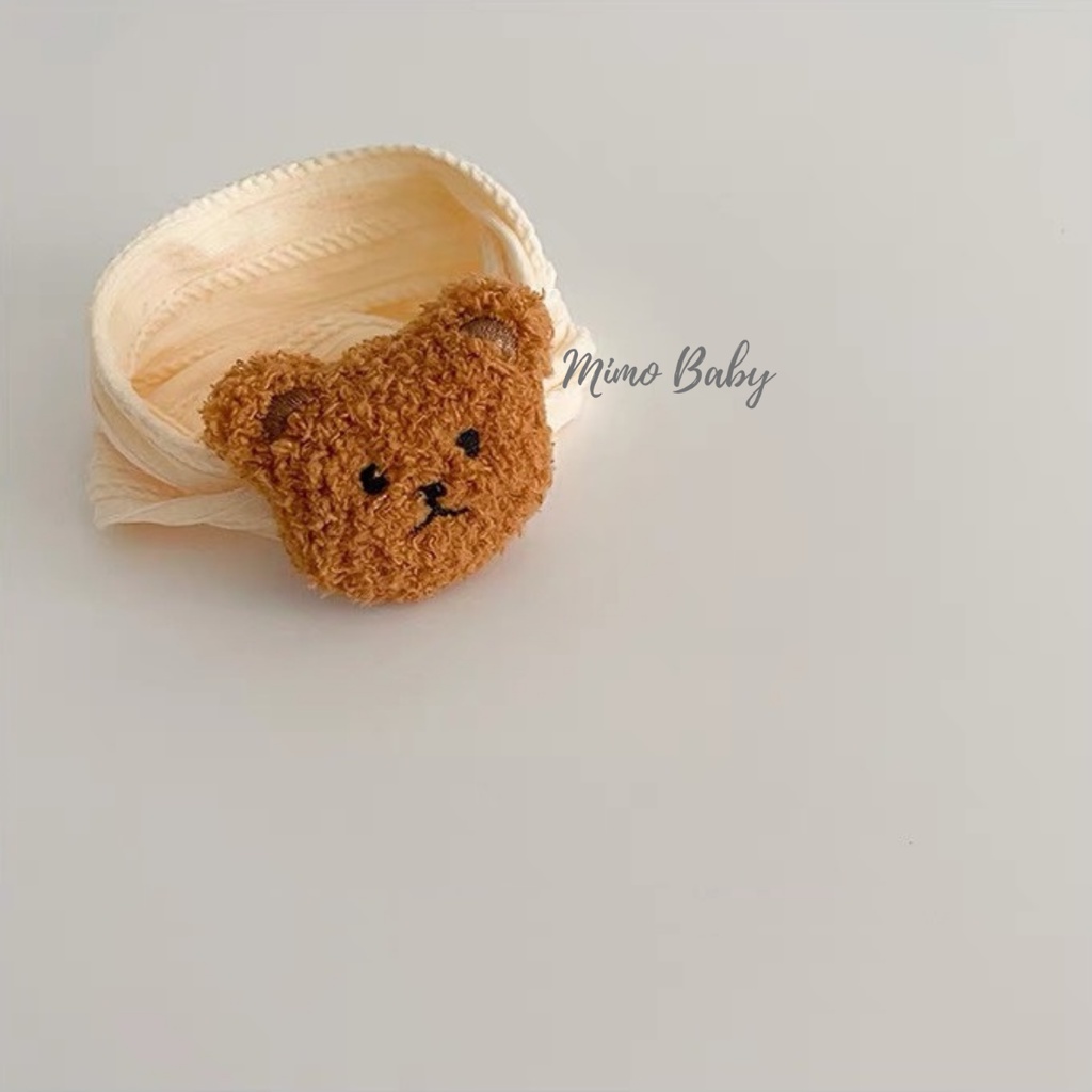 Băng đô bản to thun gân đính gấu bông xù đáng yêu cho bé BD67 Mimo Baby