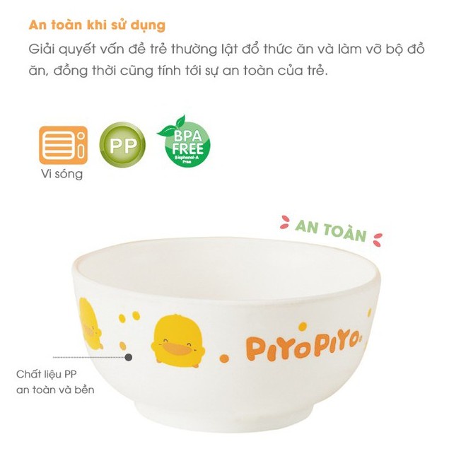 Chén ăn cho bé bằng nhựa PP Piyo Piyo, dùng được trong lò vi sóng