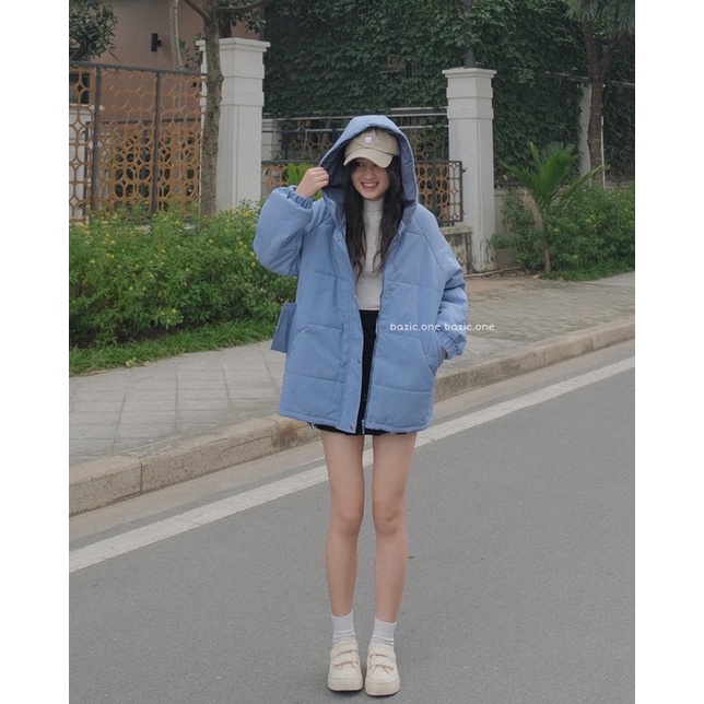 Áo khoác phao form rộng, áo khoác phao có mũ Hàn Quốc Bazic one | BigBuy360 - bigbuy360.vn