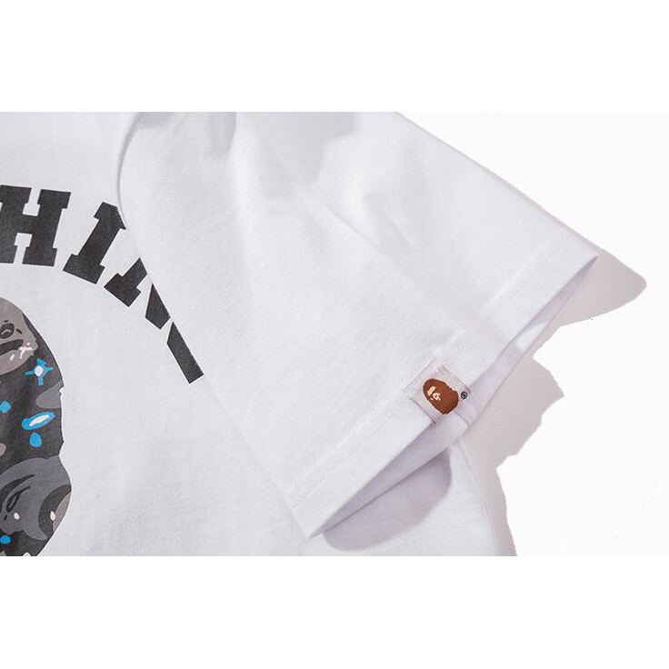 Áo Thun Chất Liệu Vải Cotton Tay Ngắn Có In Hoạ Tiết Bape