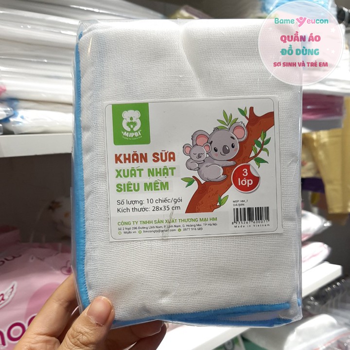 Khăn sữa 3 lớp xuất Nhật siêu mềm cao cấp Mipbi