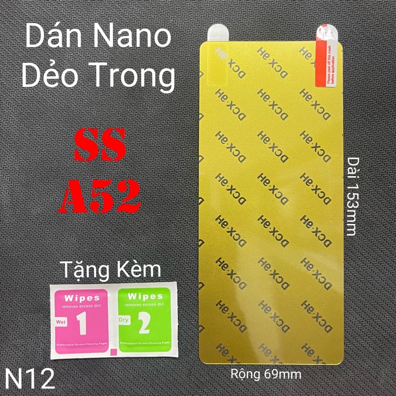 (N12)Miếng Dán Màn Hình Siêu Mỏng Dẻo Nano Cường Lực DCX-9H Samsung A52 4G / A52 5G / A52s