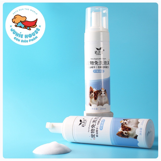 Chai bọt tắm khô Dorrikey 200ml cho chó mèo