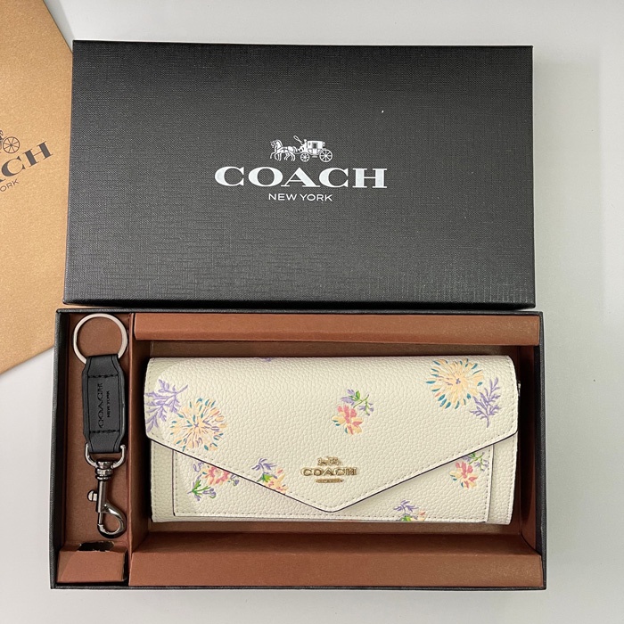 COACH Ví Đựng Tiền Xu Và Thẻ Kèm Móc Khóa Thời Trang Cho Nữ Mã 69842