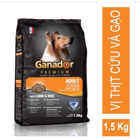 Thức ăn chó lớn vị cừu và gạo hạt nhiều dinh dưỡng vitamin bổ sung  Ganador Adult Lamb&amp;rice 400gr 1.5kg