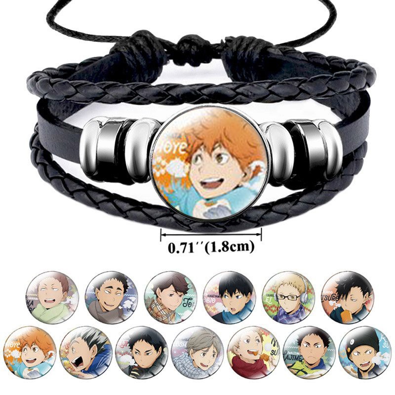 Vòng tay da lộn in hình HAIKYUU!! VUA BÓNG CHUYỀN ver MÙA ĐÔNG chibi anime phụ kiện thời trang xinh xắn