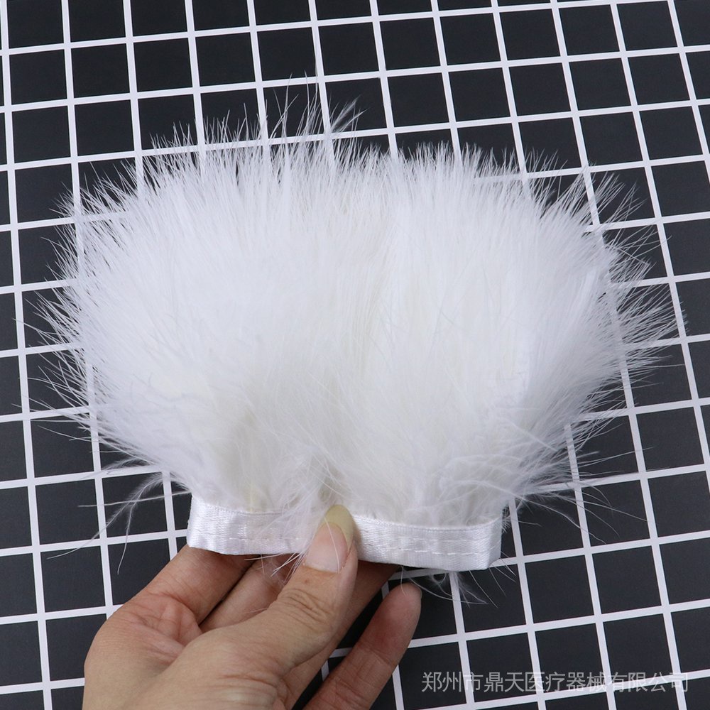 1 mét lông vũ marabou trắng mịn cắt viền rộng 7cm quần áo may thủ công mỹ nghệ trang trí mận