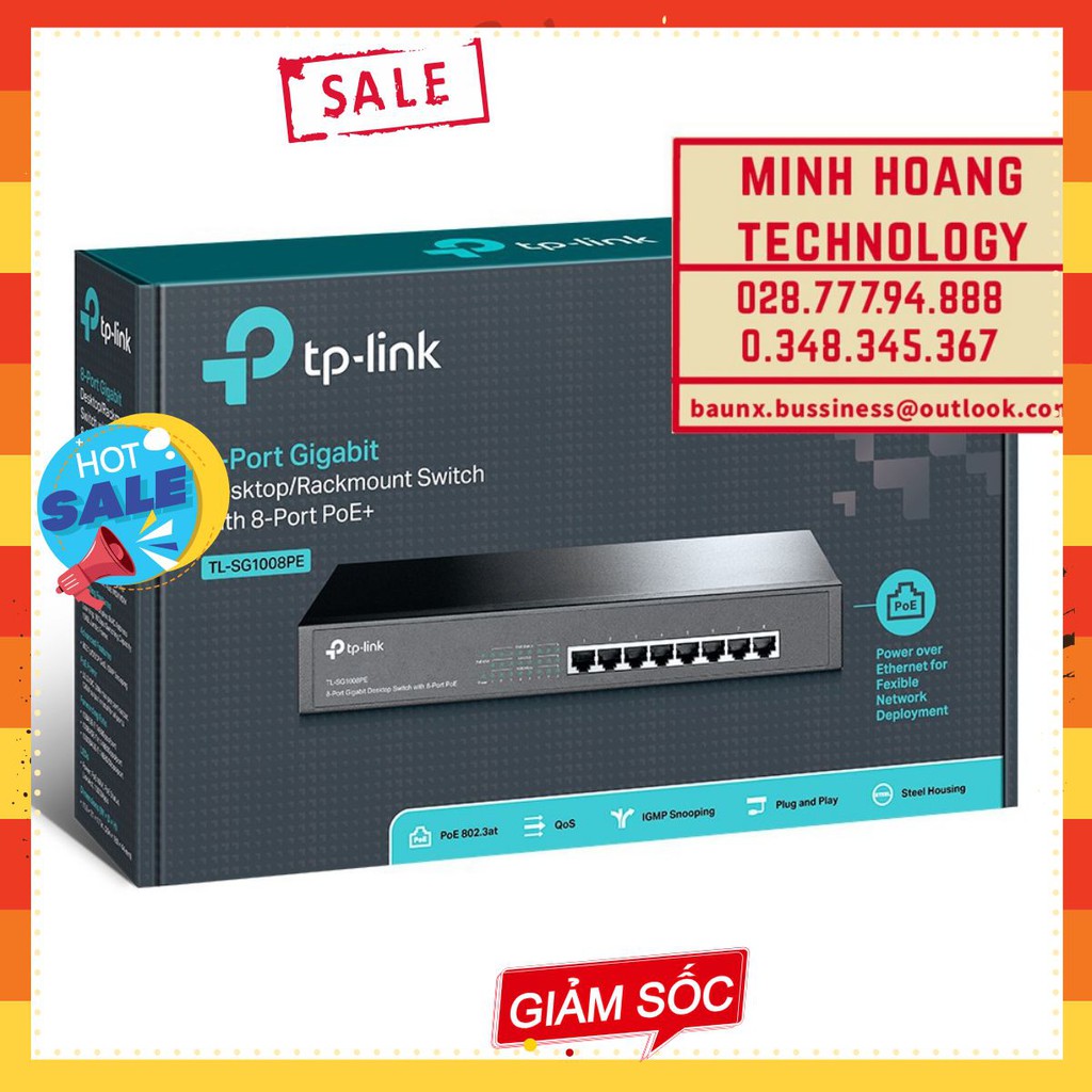 Switch Desktop/Rackmount 8 cổng Gigabit với 8 cổng PoE+ TL-SG1008PE