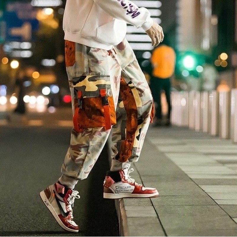 Quần jogger rằn ri túi hộp phối màu