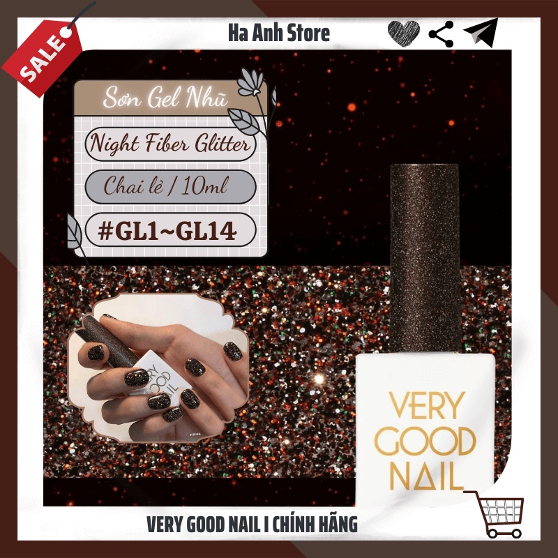 Very good Nail Tách lẻ Set Sơn Gel Nhũ Night Fiber Winter, Sơn gel Hàn quốc Very good nail chính hãng, Mã #GL1~ #GL14