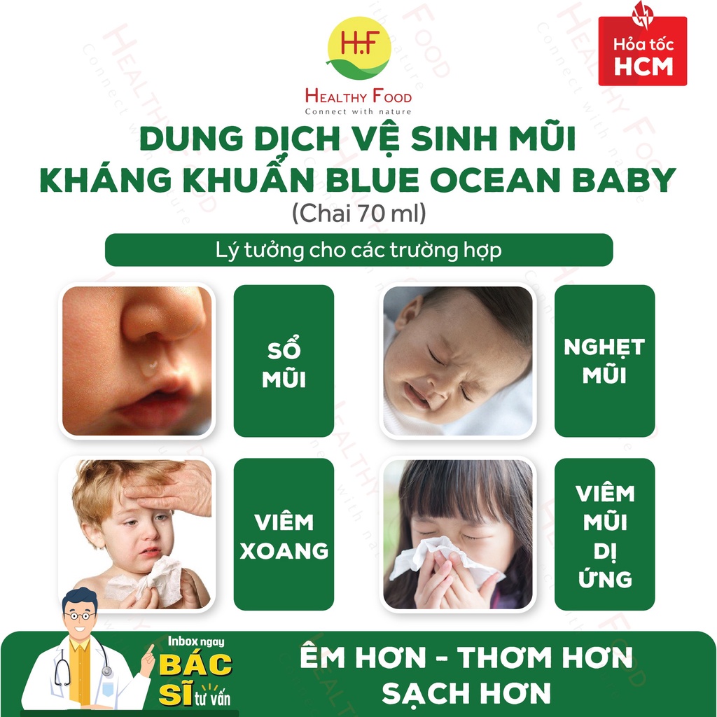 [NƯỚC BIỂN SÂU + NANO BẠC] - Dung dịch vệ sinh mũi kháng khuẩn Blue Ocean (70ml)