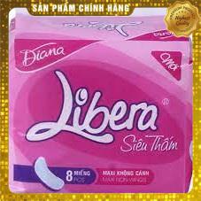 Gói Băng Vệ Sinh Libera Siêu Mỏng/ Maxi Không Cánh 8 miếng