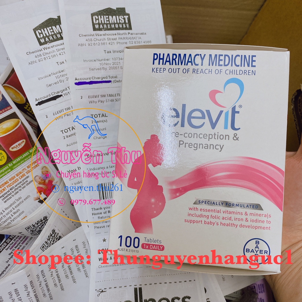 Elevit bầu úc 100 viên, elevit bổ sung vitamin cho phụ nữ trước và trong khi mang thai