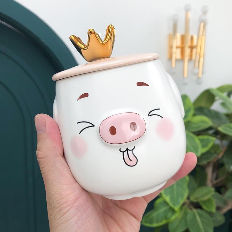 Ly sứ uống nước, cốc sứ pha trà, cà phê gốm sứ hình HEO VƯƠNG MIỆN
