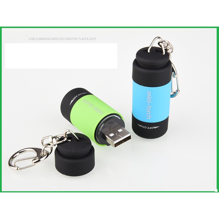 ĐÈN PIN MÓC KHÓA CHỐNG NƯỚC  MINI SẠC USB - đèn pin tay cam