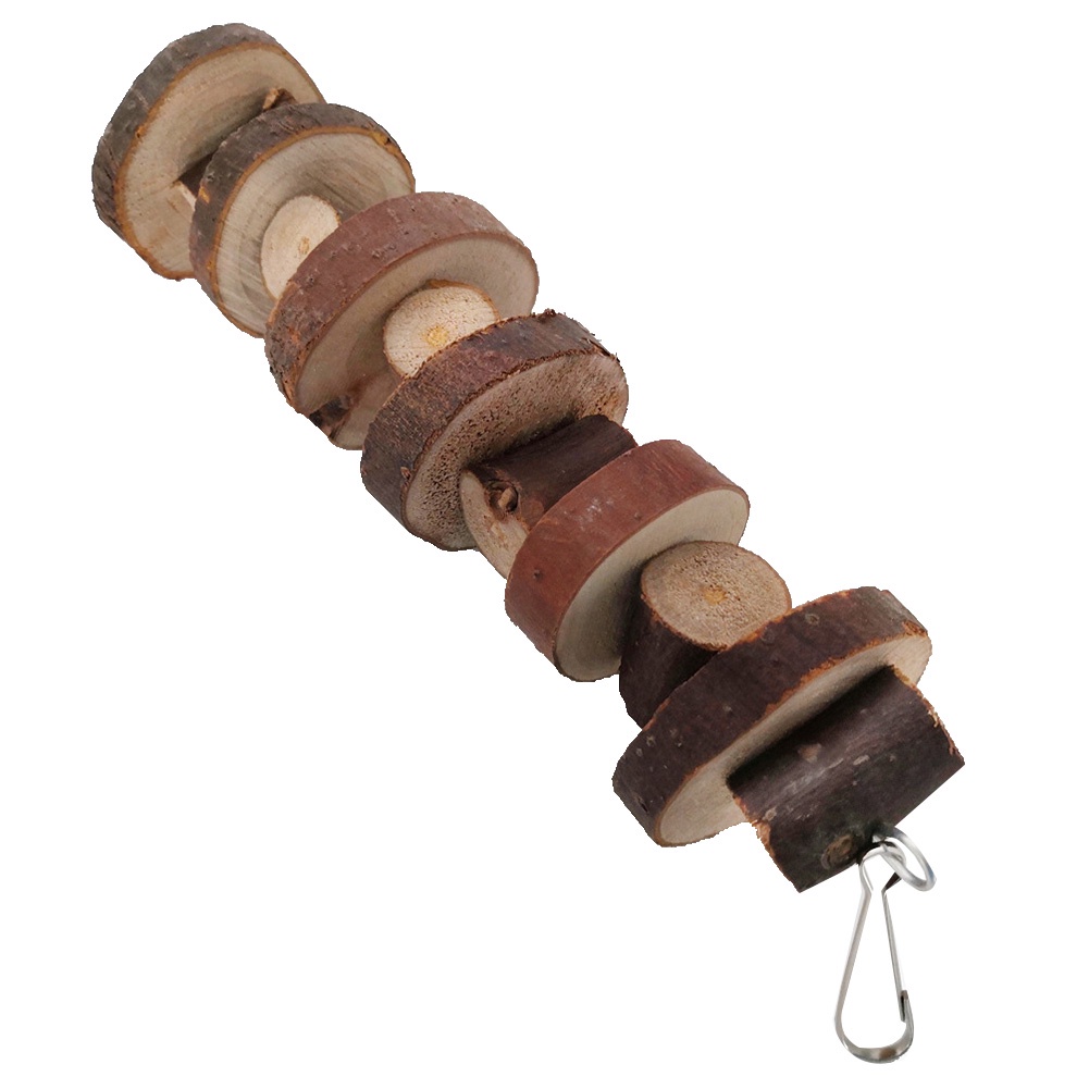 Đồ chơi nhai gặm bằng gỗ có dây treo cho chim vẹt chuột hamster