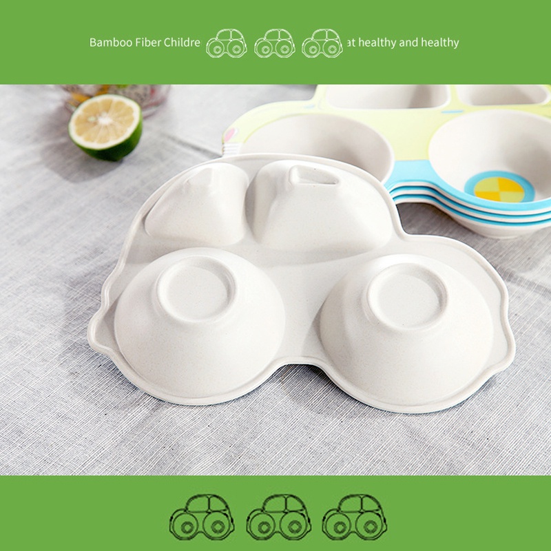 Bộ Muỗng Nĩa Bằng Sợi Tre Hình Xe Hơi Dễ Thương Cho Bé