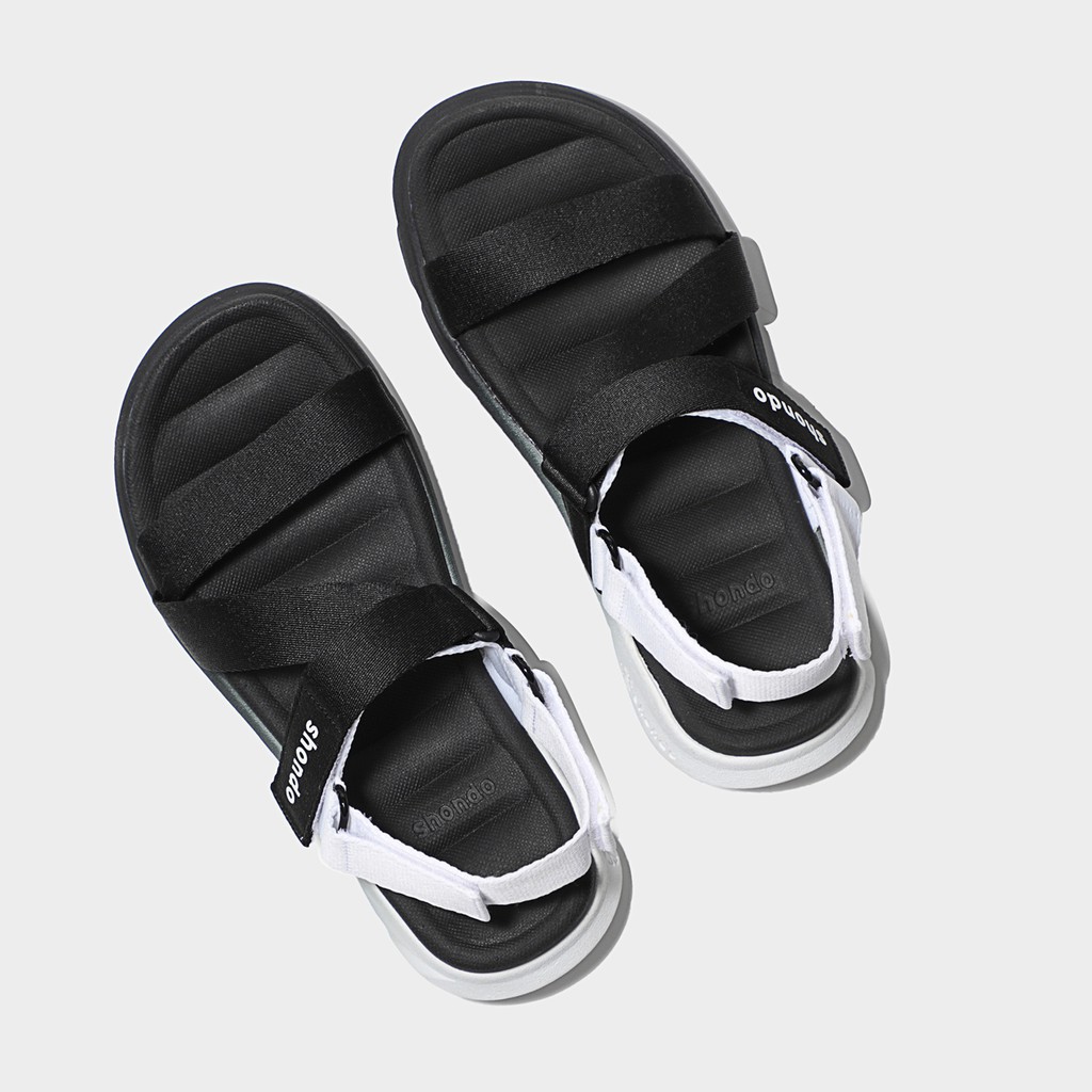 Giày Sandals Nam Nữ Unisex  Shondo F6 Sport Ombre Đế 2 Màu Đen Trắng F6S0110