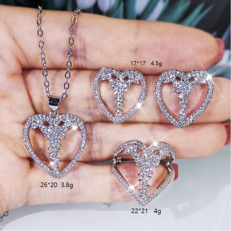 Bộ vòng cổ + Nhẫn + Bông Tai 5286 3 Mảnh Đính Đá Zircon