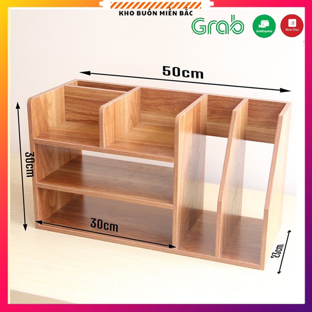 kệ sách gỗ đê bàn trang trí gỗ màu vân gỗ