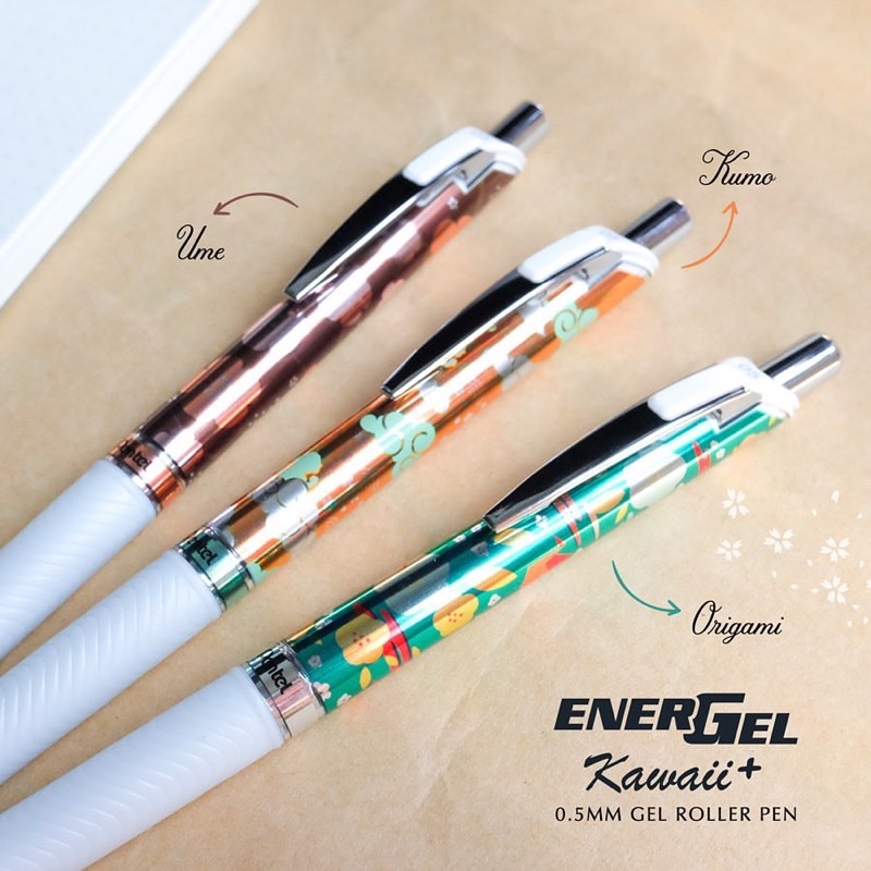 [DA ĐEN] Bút Gel Nhanh Khô Pentel Energel Phiên Bản Kawaii (Mực Xanh)