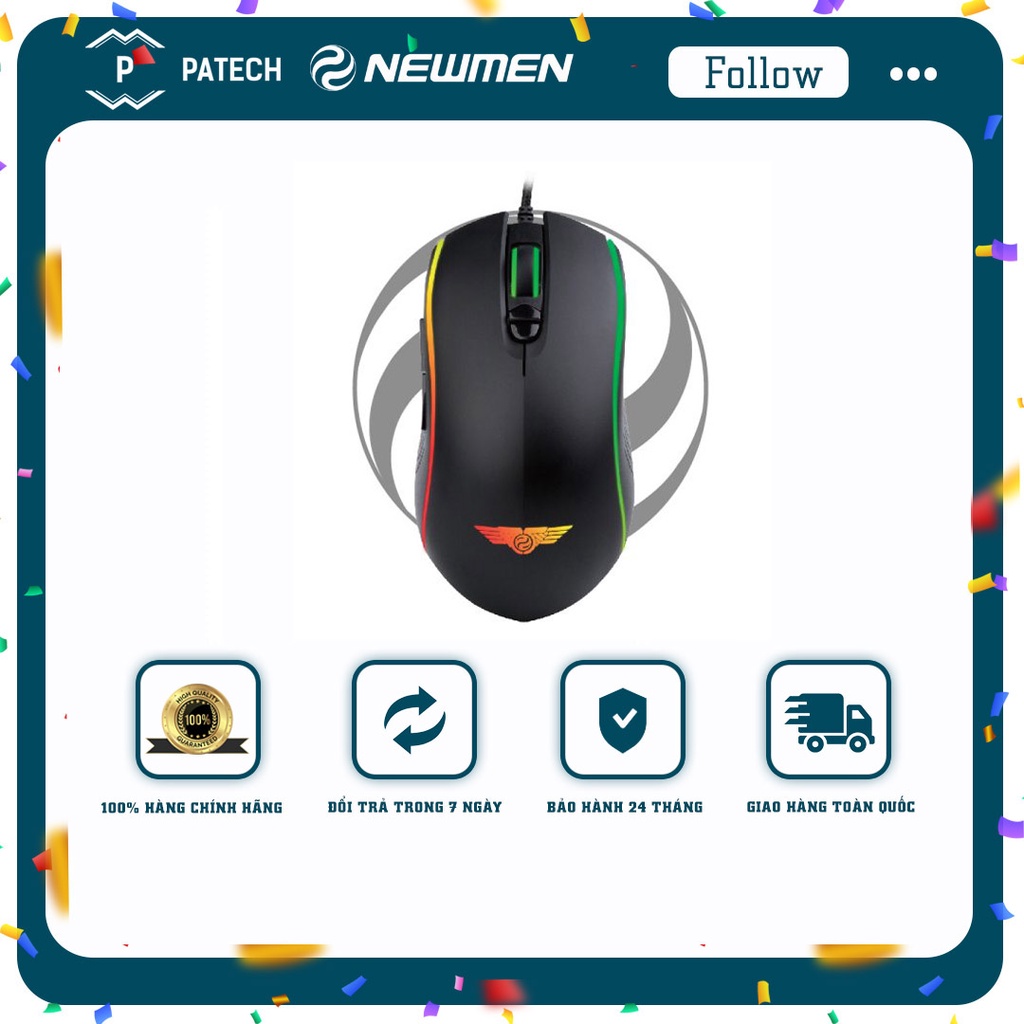 Chuột Gaming Newmen GX9-Pro,THIỆN XẠ SĂN MỒI,Sensor Pixart PMW3389,16000DPI,Switch Kailh GM4.0-Hàng chính hãng,BH 24 thá