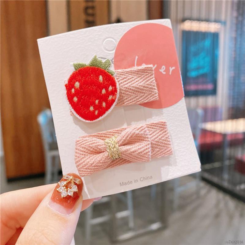 Kẹp tóc mái hoạ tiết thêu hình trái cây dễ thương thời trang Hàn Quốc cho bé gái